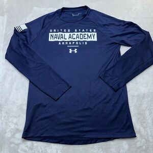 US Naval Academy Shirt Mens Small S Blue Under Armour Light Weight Long Sleave